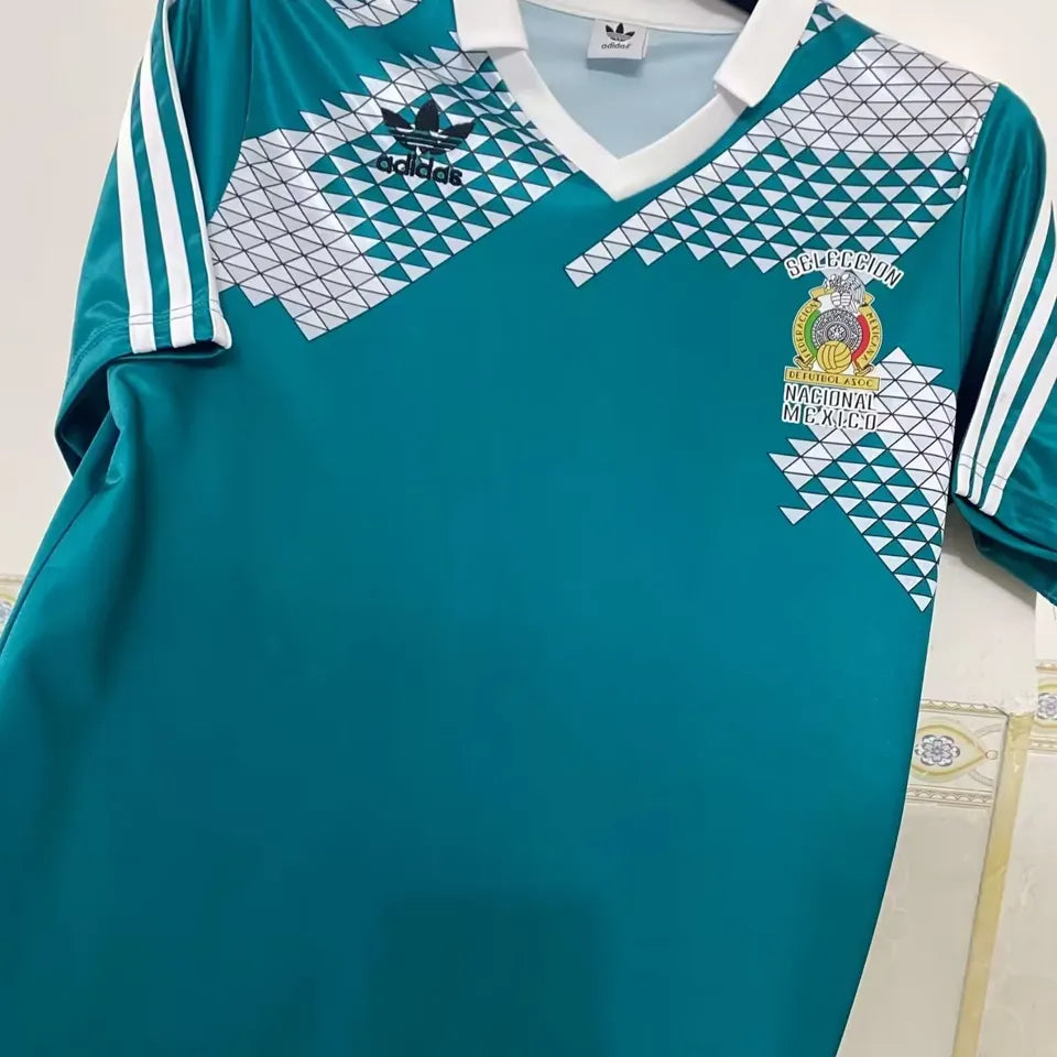 1990 Mexico Home Green Retro Soccer Jersey Detail 2