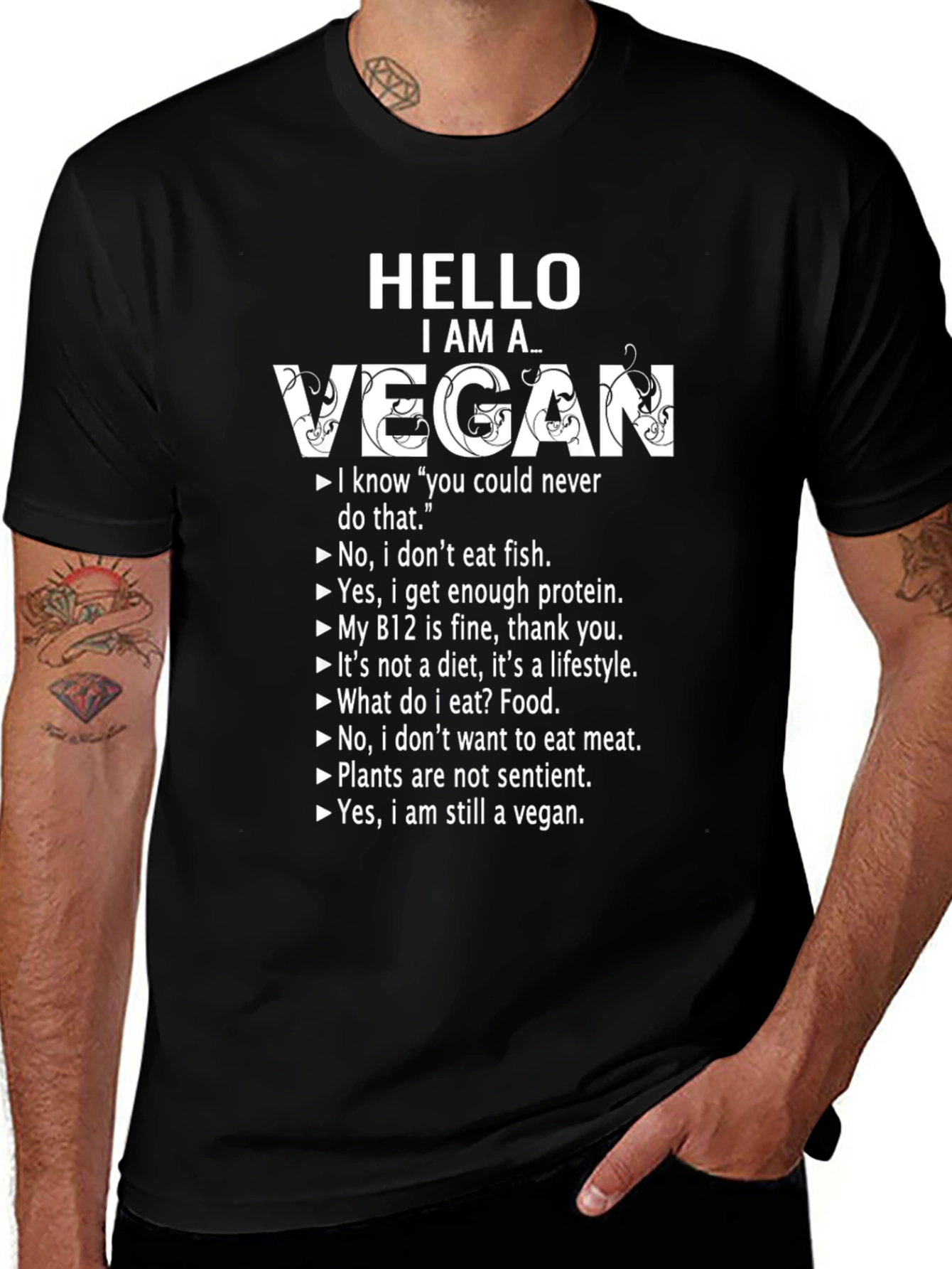 Hello I Am A Vegan T-Shirt Funny Vegan Slogan Tee