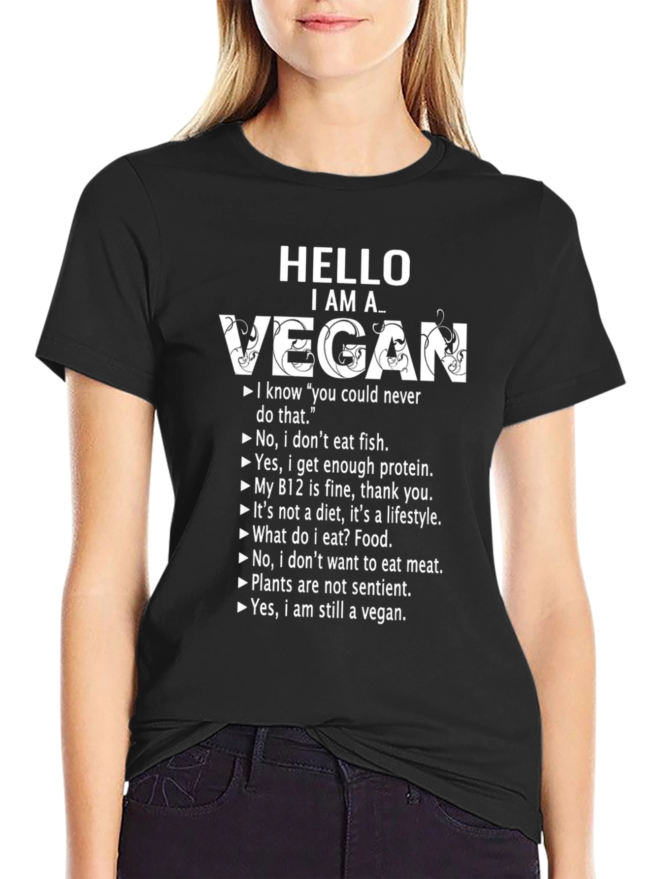 Hello I Am A Vegan T-Shirt Funny Vegan Slogan Tee