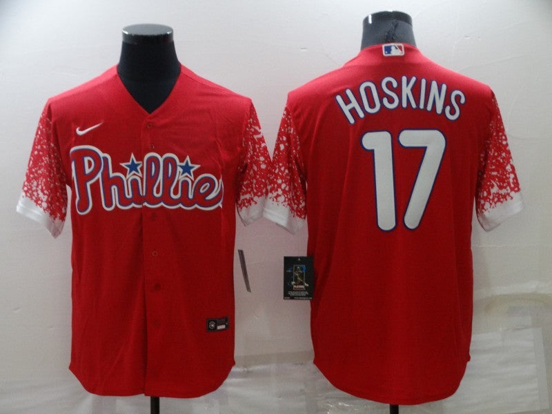 Men's Philadelphia Phillies Rhys Hoskins #17 Red Replica Player Jerseys