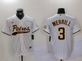 Men's San Diego Padres Jackson Merrill #3 White Alternate Replica Player Jerseys