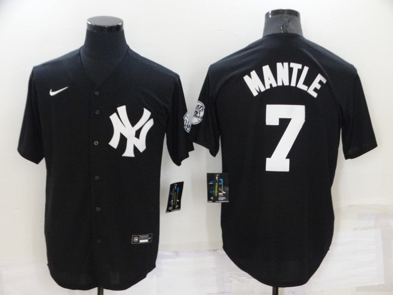 Men's New York Yankees Mickey Mantle #7 Black Replica Baseball Jerseys