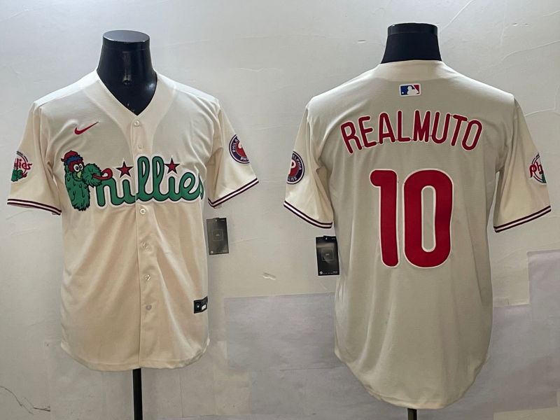 Men's Philadelphia Phillies JT Realmuto #10 Cream Replica Player Jerseys