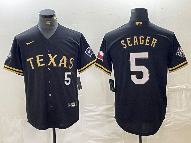 Men's Texas Rangers Corey Seager #5 Black Replica Game Jerseys