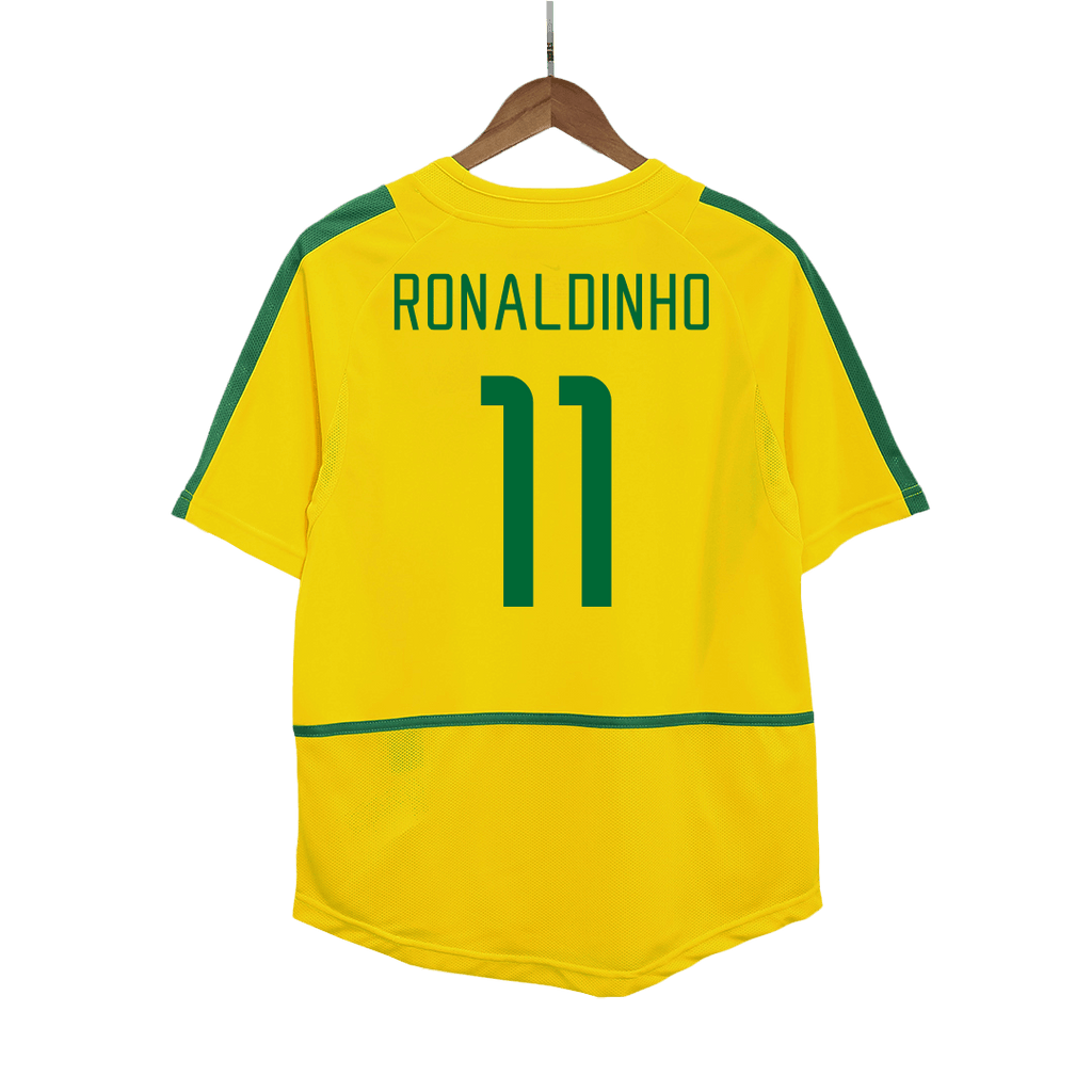Brazil RONALDINHO #11 Home Soccer Jersey Retro 2002/03 Front
