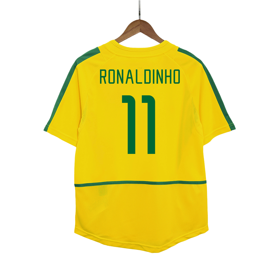 Brazil RONALDINHO #11 Home Soccer Jersey Retro 2002/03 Front