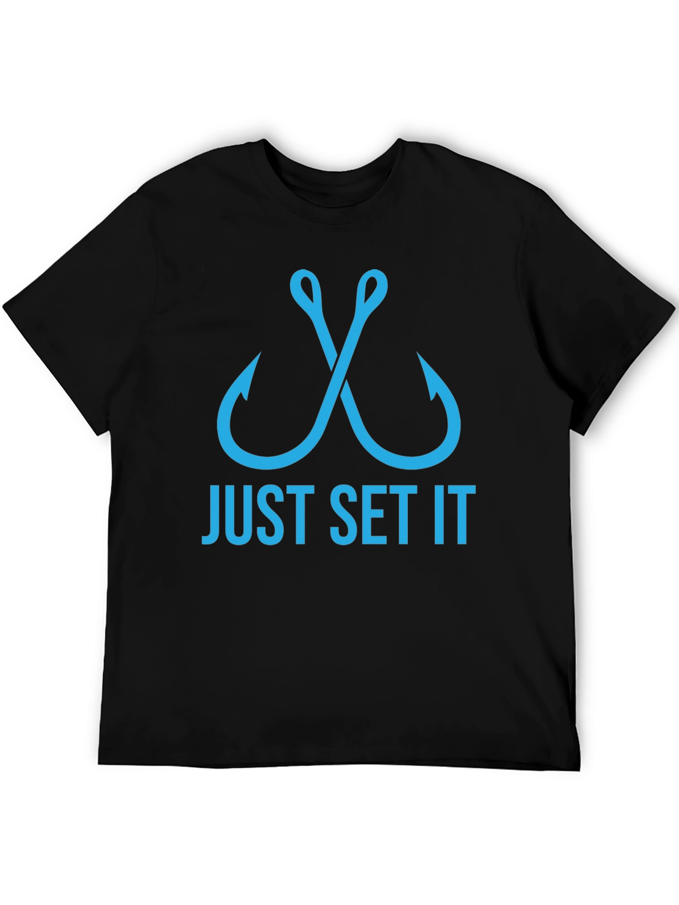 Just Set It Fishing T-Shirt - Black Crew Neck Tee