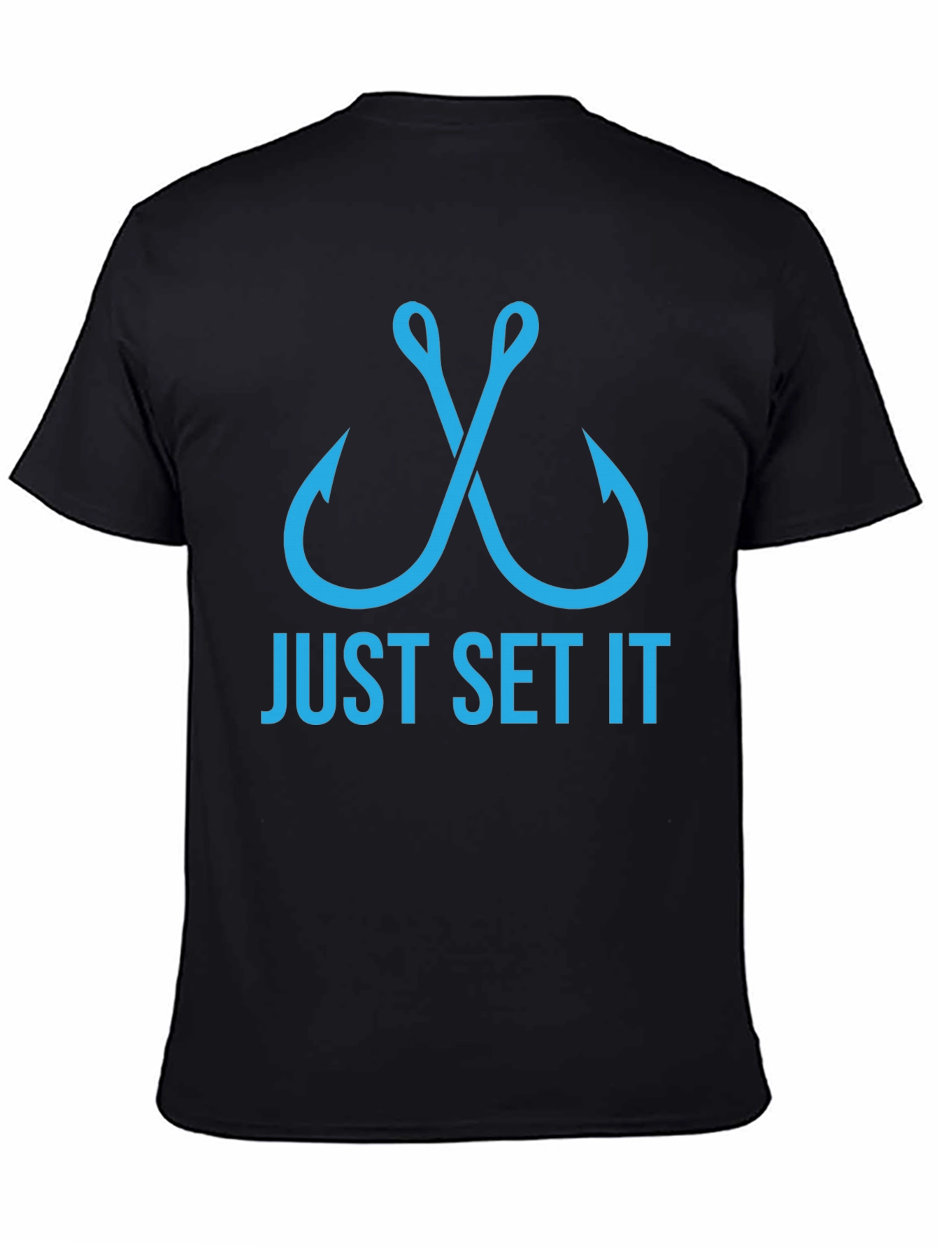 Just Set It Fishing T-Shirt - Black Crew Neck Tee