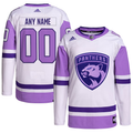 Men's Florida Panthers White/Purple Hockey Fights Cancer Primegreen Authentic Custom Jerseys