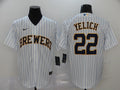 Men's Milwaukee Brewers Christian Yelich #22 MLB White Player Sewn Jerseys
