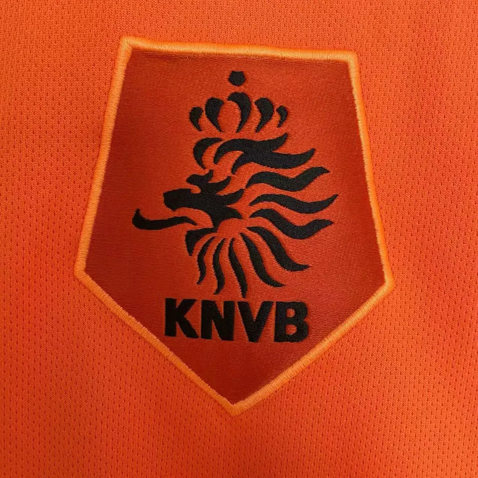 2010 Netherlands Home Orange Retro Jersey Detail 4