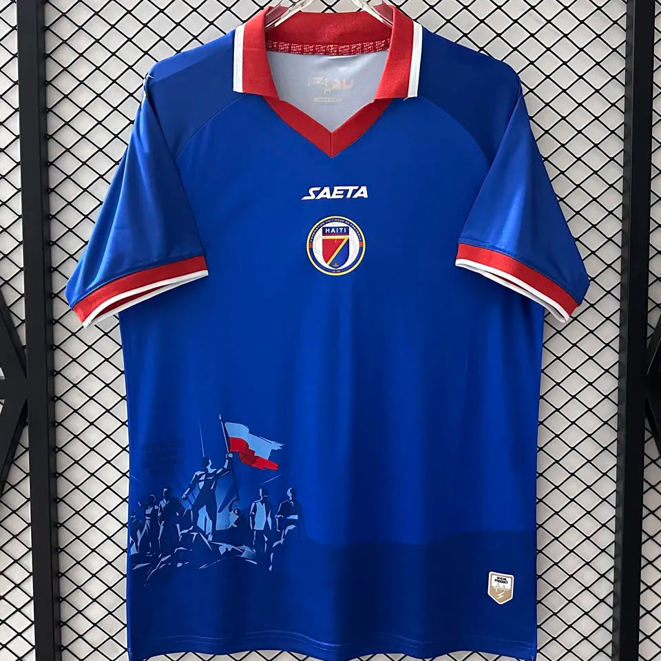 2026/27 Haiti Home Blue Fans Soccer Jersey 海地 (Have Right Patch 有右臂章 白底黑字） Back