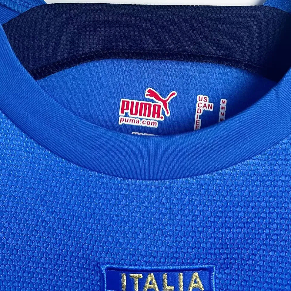 2006 Italy Home Blue Retro Long Sleeve Soccer Jersey Detail 1