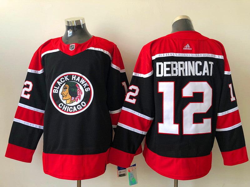 Men's Chicago Blackhawks Alex Debrincat #12 Black Breakaway Jerseys