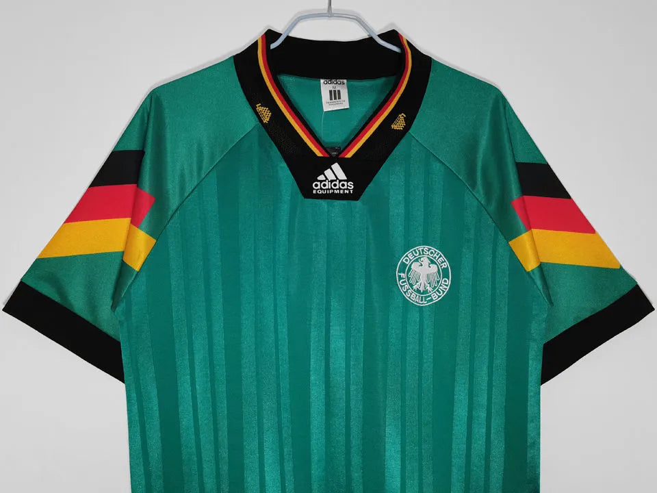 1992 Germany Away Green Retro Soccer Jersey Detail 2