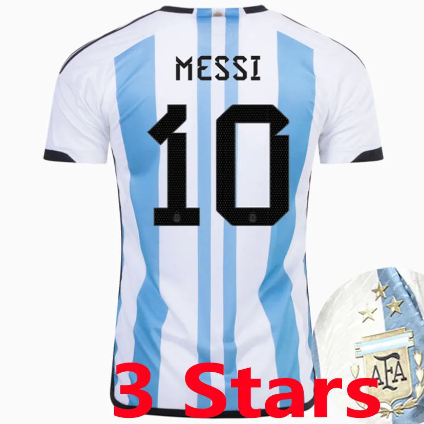 MESSI #10 Argentina 1:1 Quality Home 1:1 Fans Jersey (3 Stars And 3 Stars Font 3星字体) 2022/23 ★★ Front