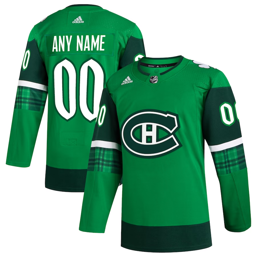 Men's Montreal Canadiens Kelly Green St. Patrick's Day Custom Jerseys