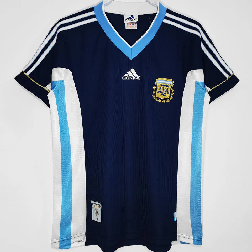 1998 Argentina Away Retro Soccer Jersey Front