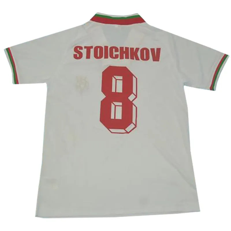 1994 Bulgaria Home White Retro Soccer Jersey Detail 2