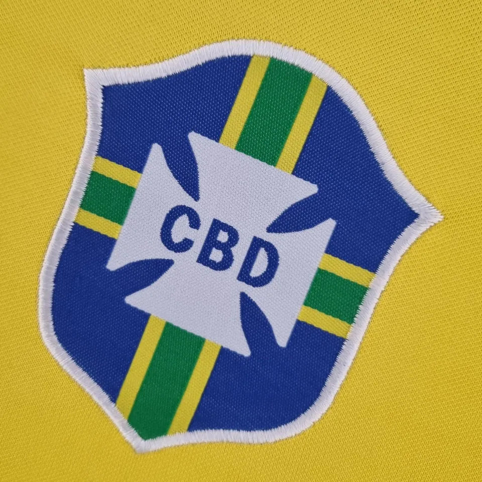 1970 Brazil Home Yellow Retro Soccer Jersey Detail 1
