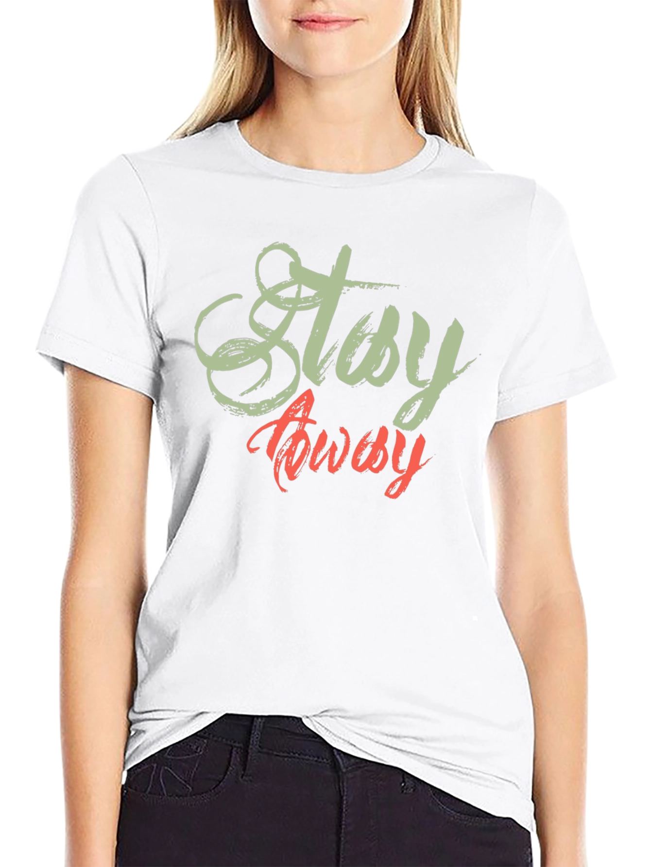 Stay Away Graphic Print Black T-Shirt