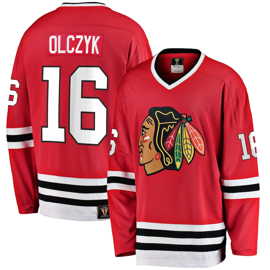 Men's Chicago Blackhawks Eddie Olczyk #16 Red Premier Breakaway Retired Player Jerseys