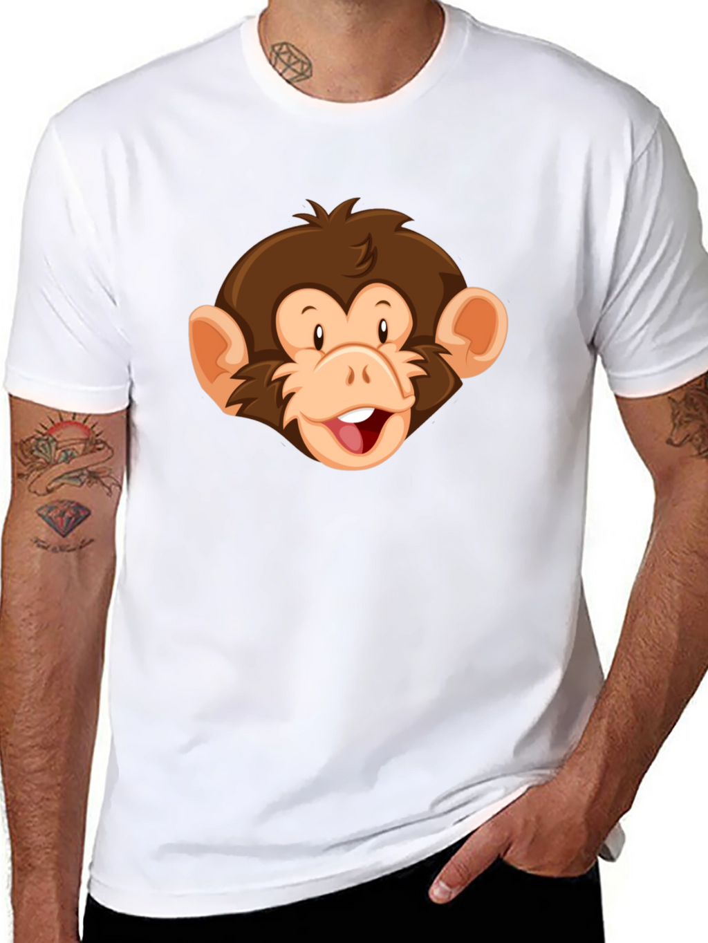 Monkey Face Graphic Black T-Shirt
