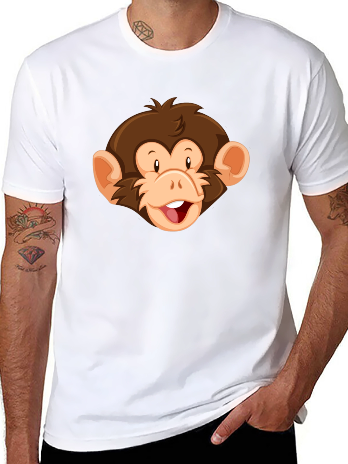 Monkey Face Graphic Black T-Shirt