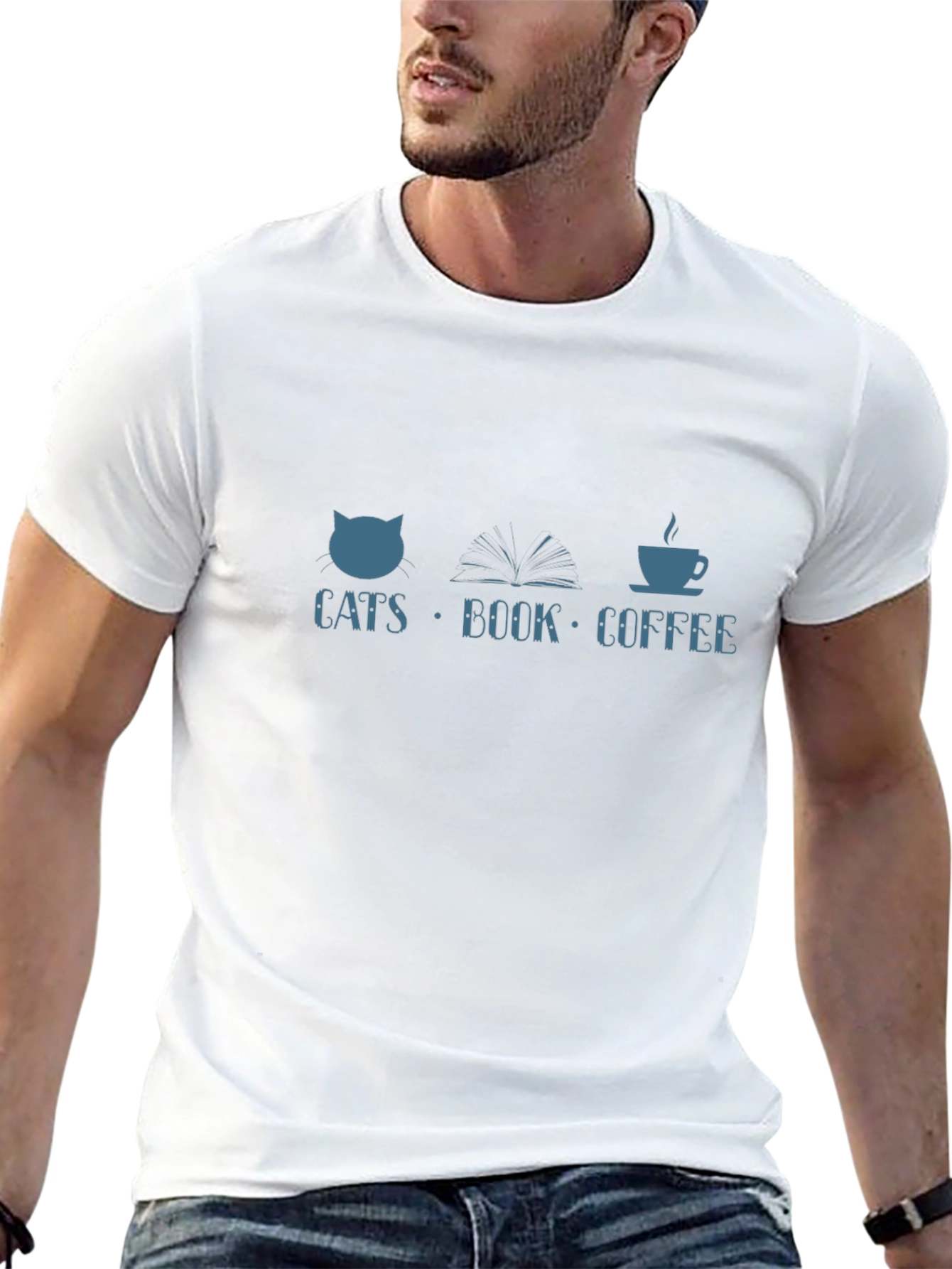 Cats Book Coffee T-Shirt