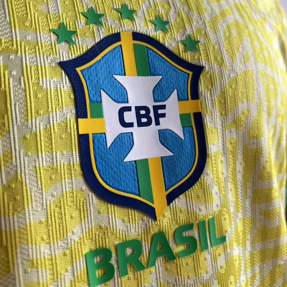 2024/25 Brazil Home Yellow Player Version Jersey Detail 3