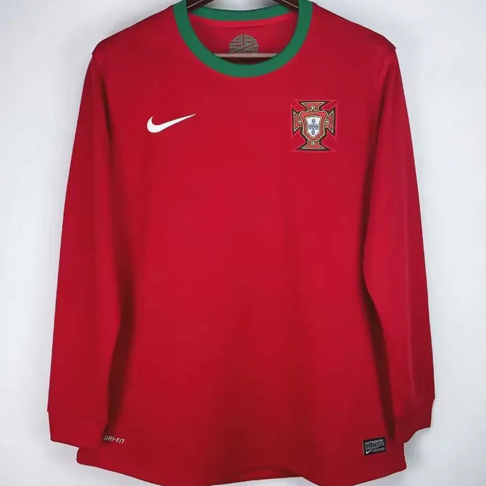 2012 Portugal Home Retro Long Sleeve Soccer Jersey Front