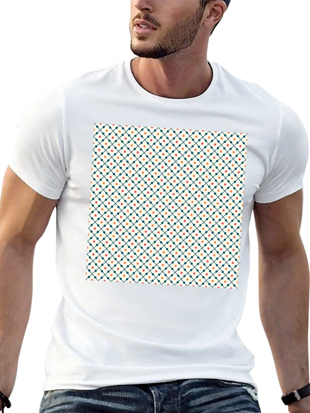 Stylish Geometric Pattern Black Tee