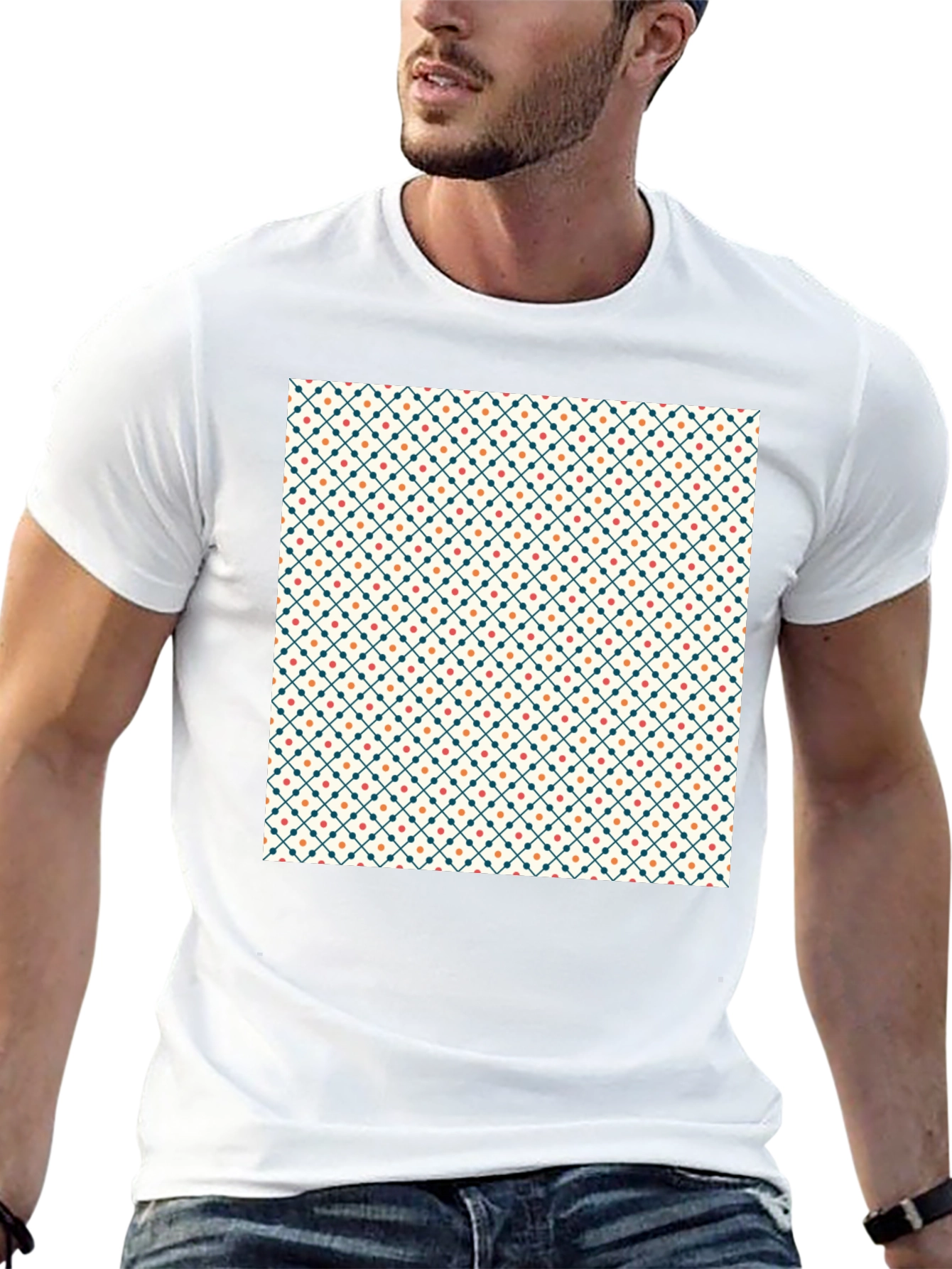 Stylish Geometric Pattern Black Tee