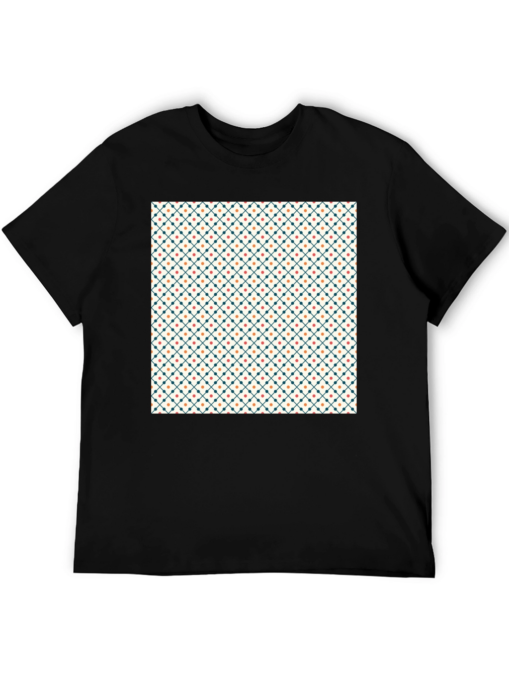Stylish Geometric Pattern Black Tee