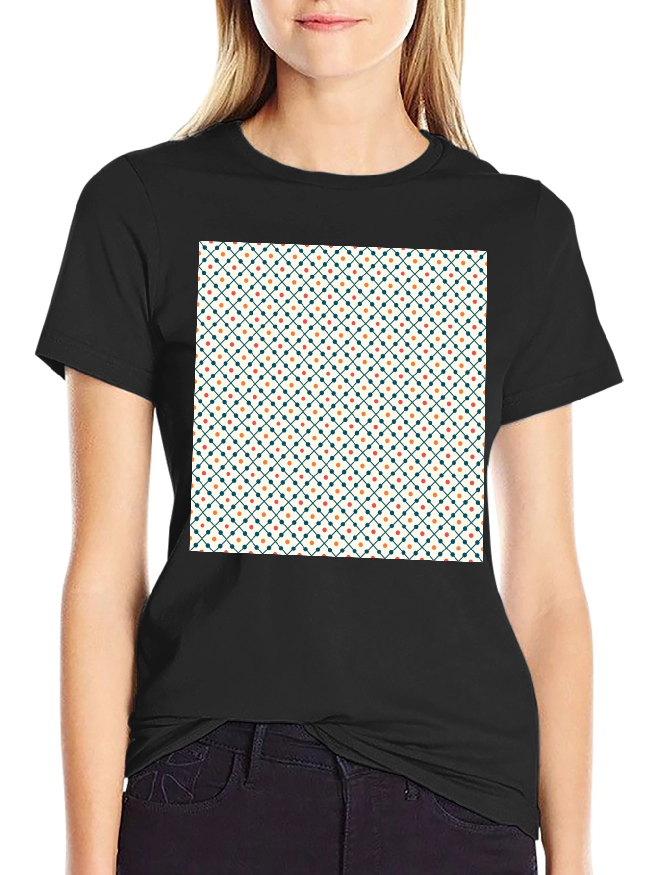 Stylish Geometric Pattern Black Tee