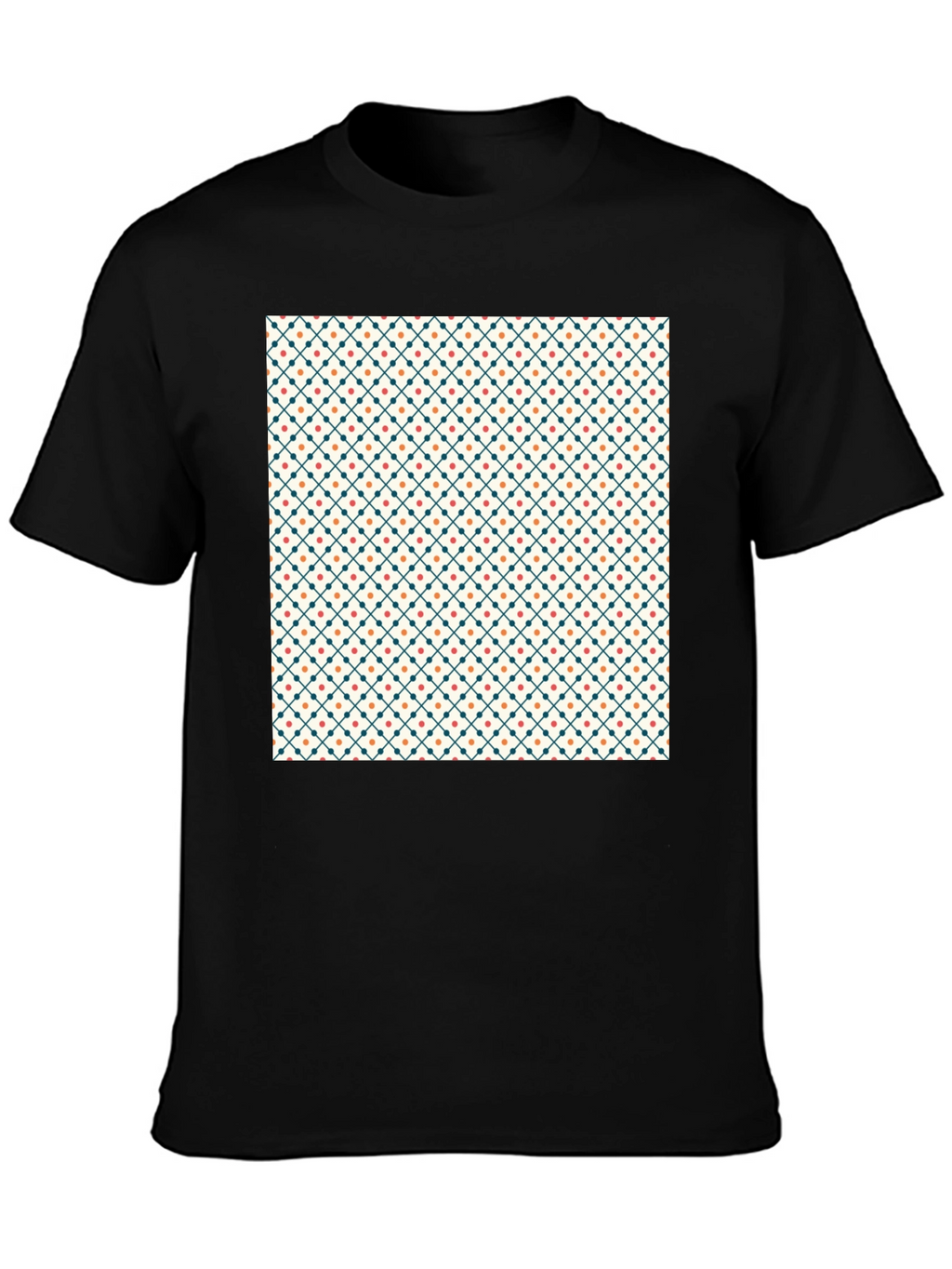 Stylish Geometric Pattern Black Tee
