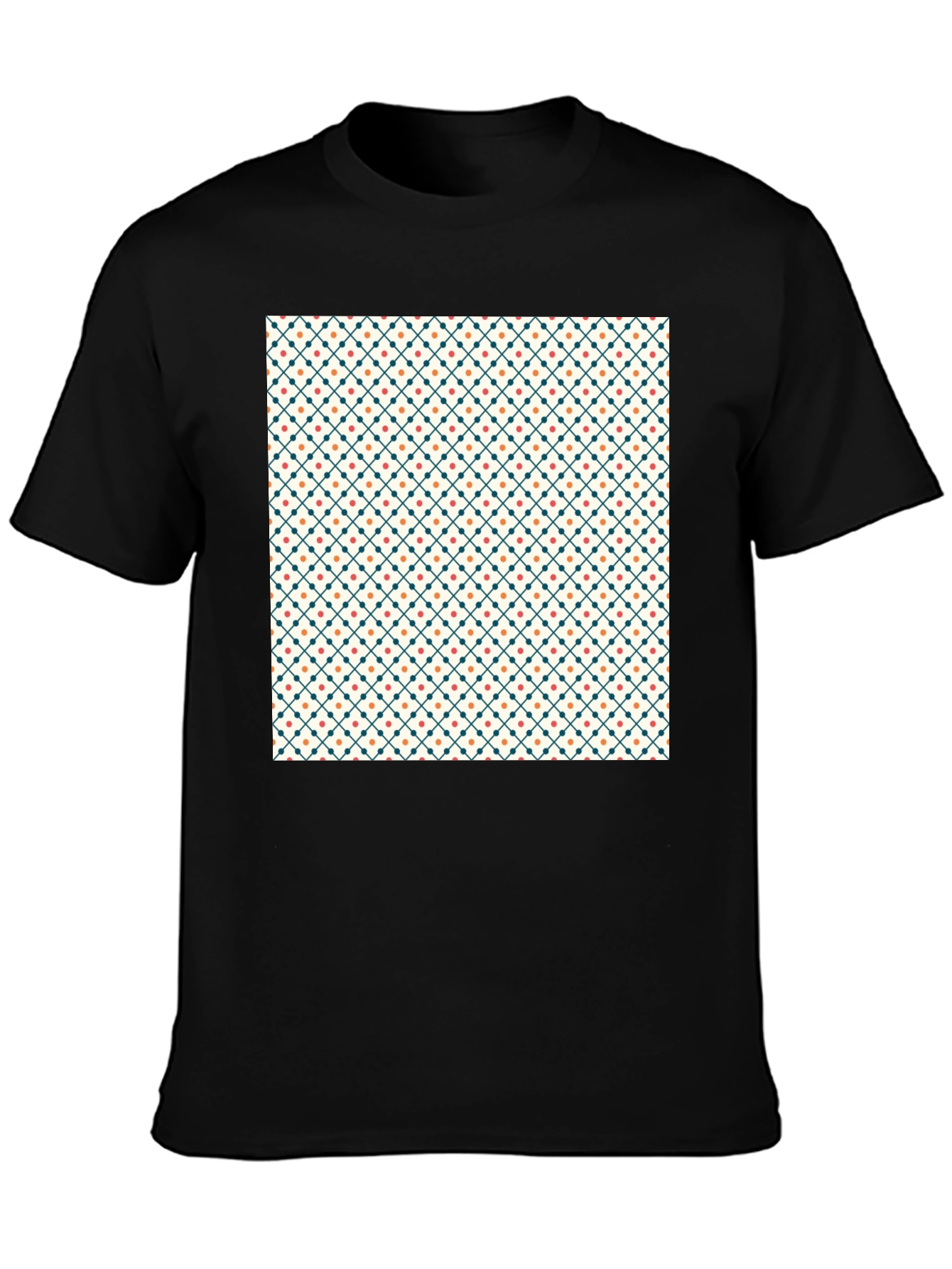 Stylish Geometric Pattern Black Tee