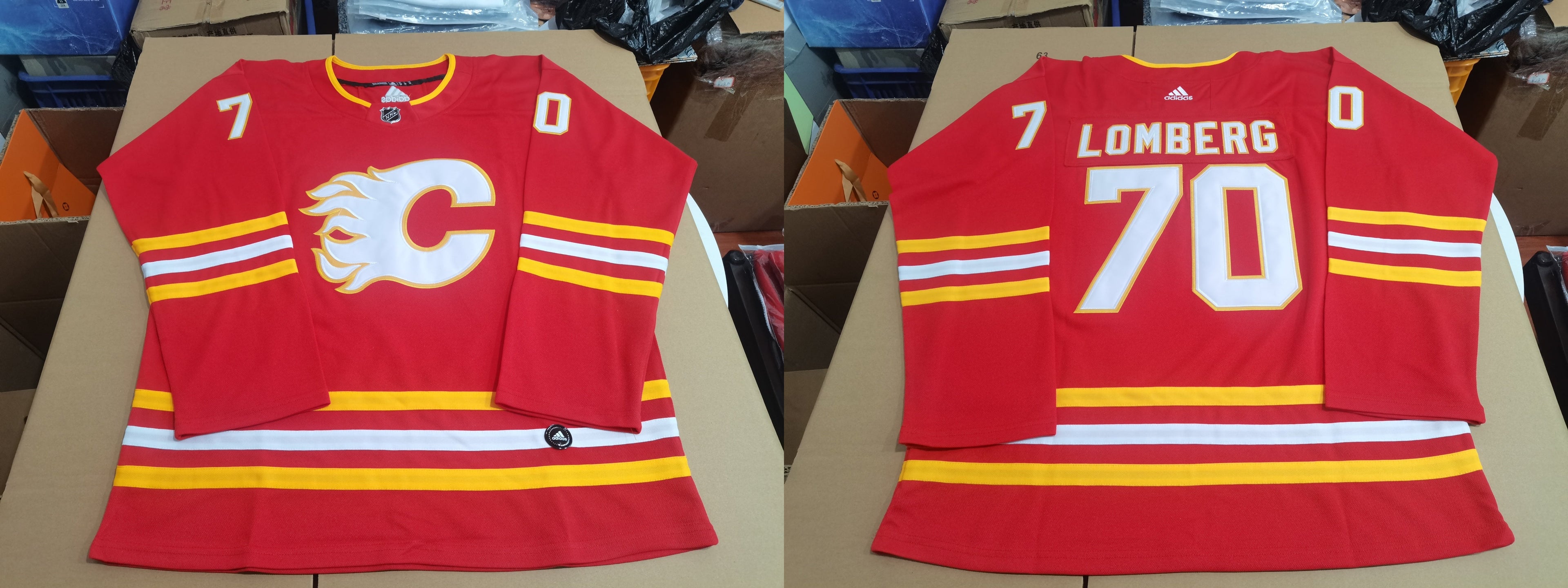 Men's Calgary Flames Ryan Lomberg #70 Red Player Game Jerseys