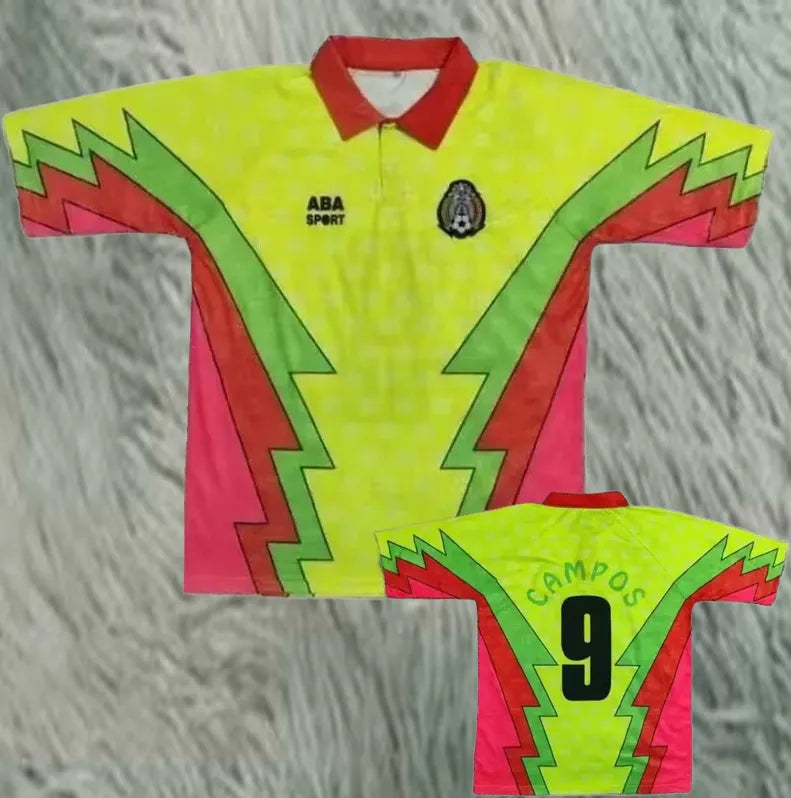 1995 Mexico Campos #9 GoalKeeper Retro Soccer Jersey 客 Front