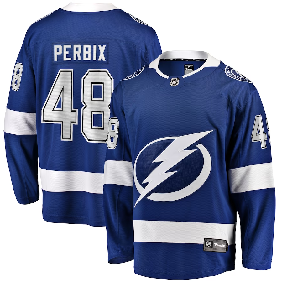 Men's Tampa Bay Lightning Nick Perbix #48 Blue Home Breakaway Player Jerseys