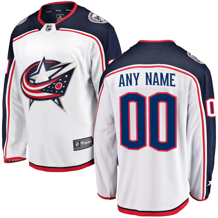 Men's Columbus Blue Jackets White Away Breakaway Custom Jerseys