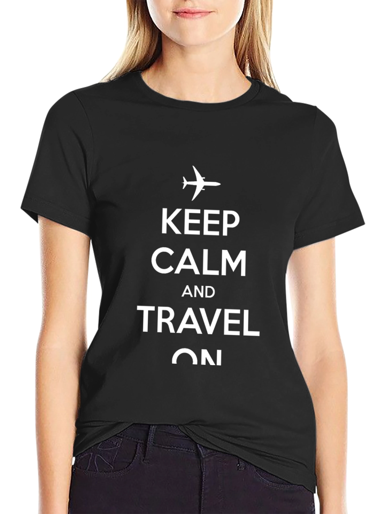 Keep Calm & Travel On Black Graphic Tee