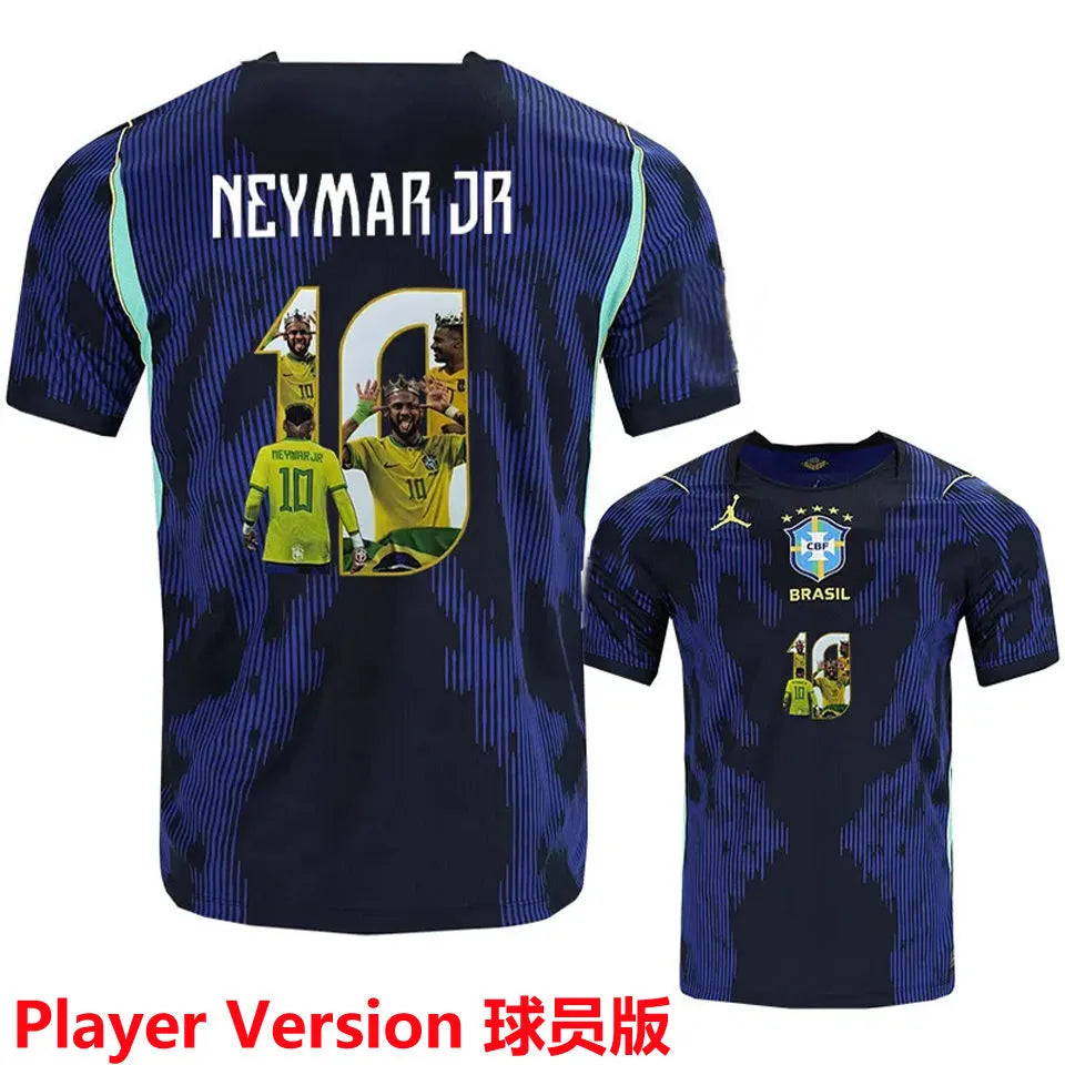 NEYMAR JR #10 Brazil Away Blue Player Version Soccer Jersey 2026/27 ★★ Front