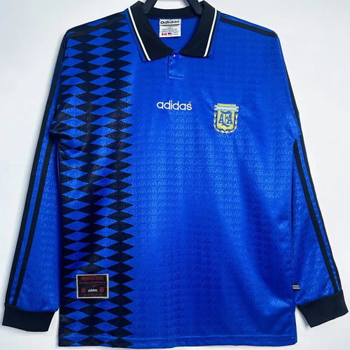 1994 Argentina Away Blue Retro Long Sleeve Soccer Jersey Front