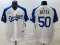 Men's Los Angeles Dodgers Mookie Betts #50 White Limited Jerseys