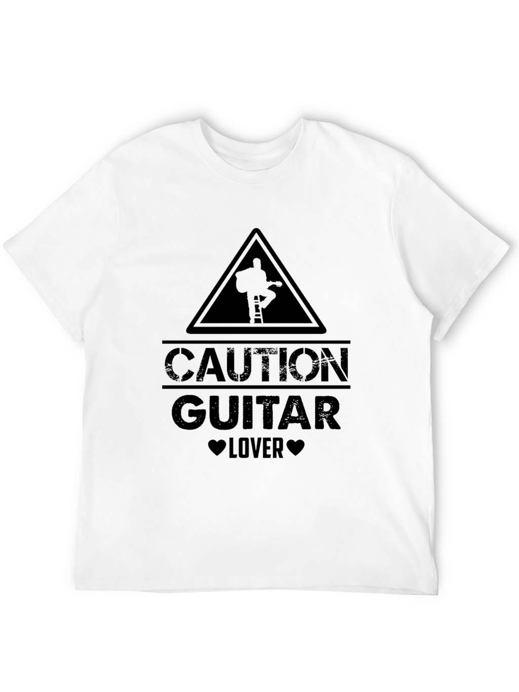 Caution Guitar Lover Black Graphic T-Shirt
