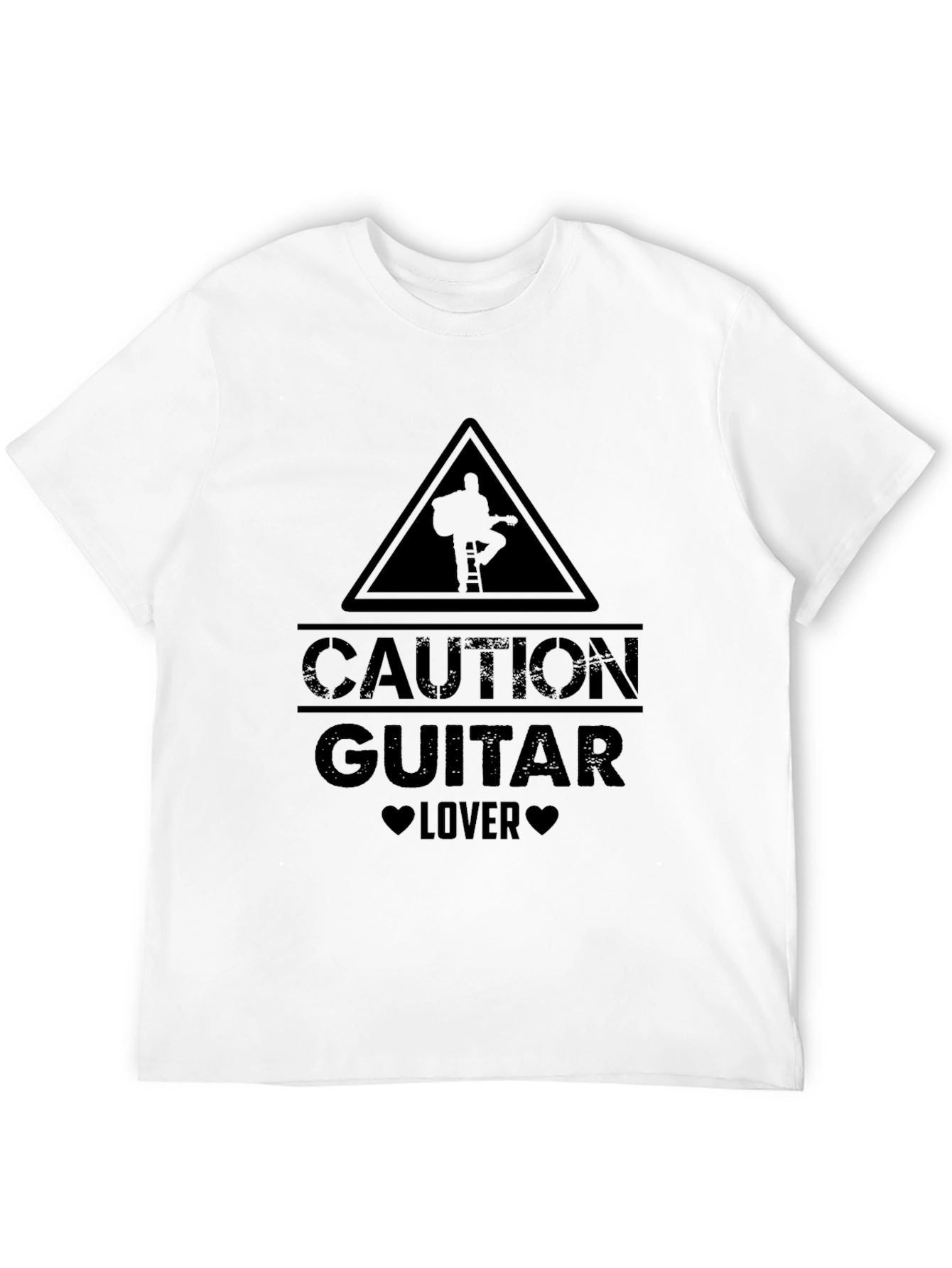 Caution Guitar Lover Black Graphic T-Shirt