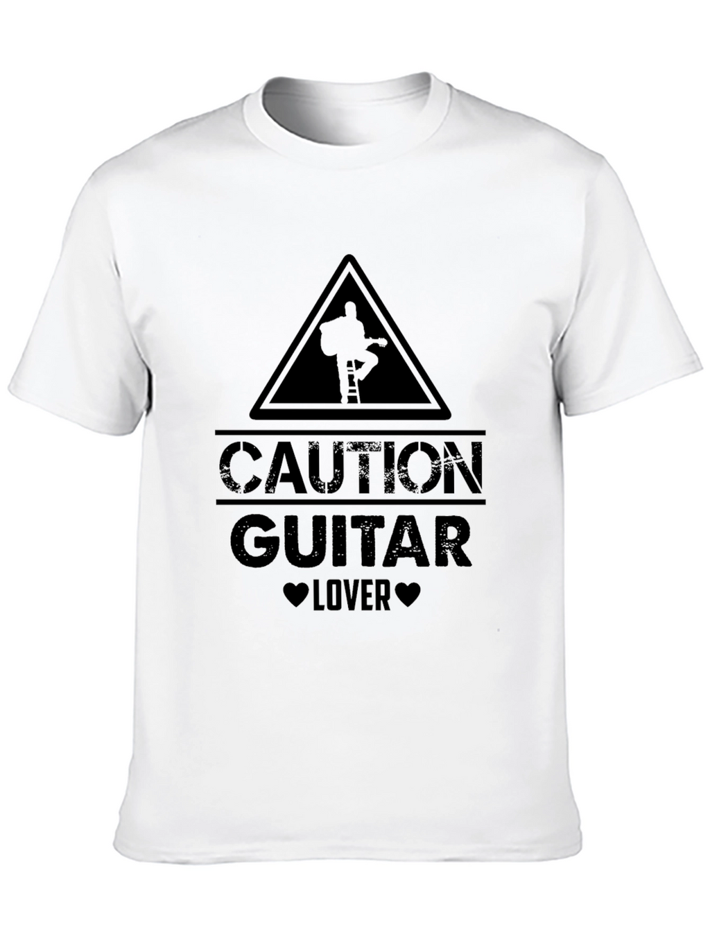 Caution Guitar Lover Black Graphic T-Shirt