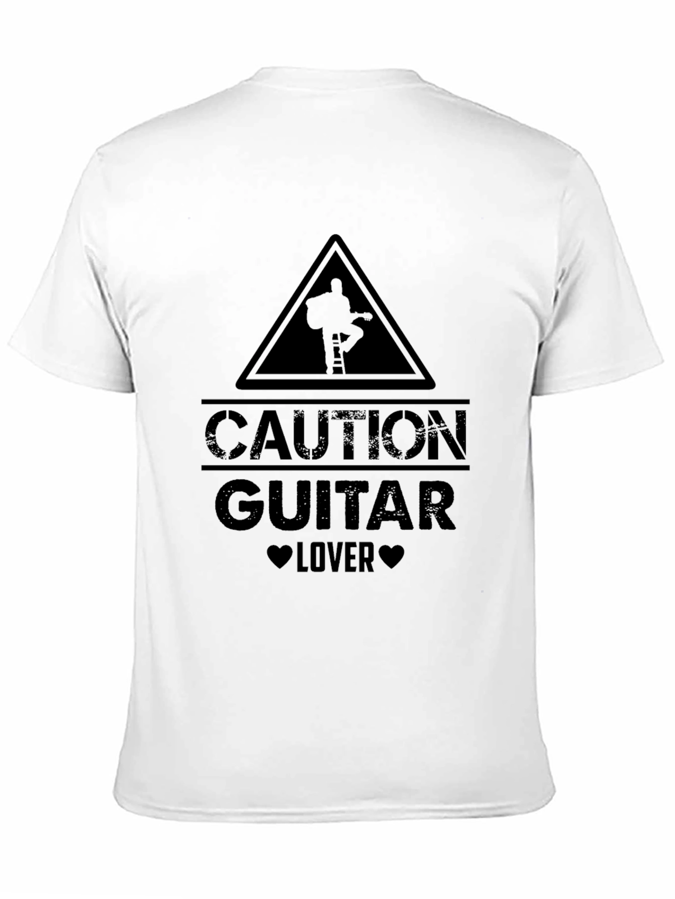 Caution Guitar Lover Black Graphic T-Shirt