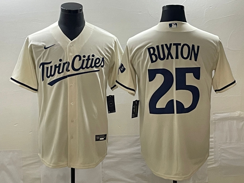 Men's Minnesota Twins Byron Buxton #25 Beige Alternate Replica Player Jerseys
